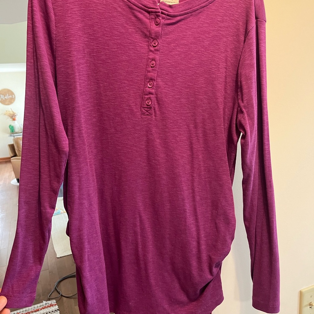 Purple Long Sleeve Henley Shirt